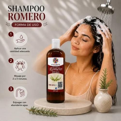 3. Shampoo Romero (instrucciones) Romero Esencial Shampoo