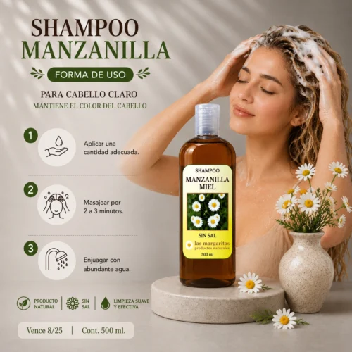 Forma de uso shampoo Manzanilla Shampoo Manzanilla y Miel Radiante
